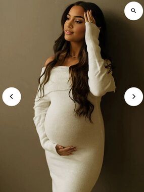 Off Shoulder Knit Maternity Sweater Dress